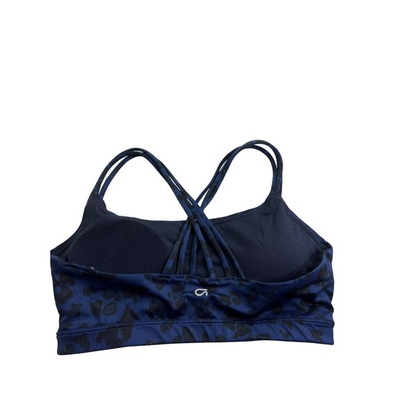 Gap Fit Eclipse Strappy Sports Bra Leopard Print Size S Navy Blue Black - Picture 2 of 5